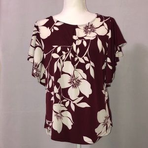 Liz Claiborne floral women blouse short sleeves